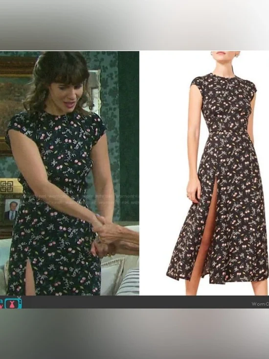 Reformation Gavin Dress Sasha Floral High Slit Cut Out Back Midi Black 4 - Picture 4 of 16